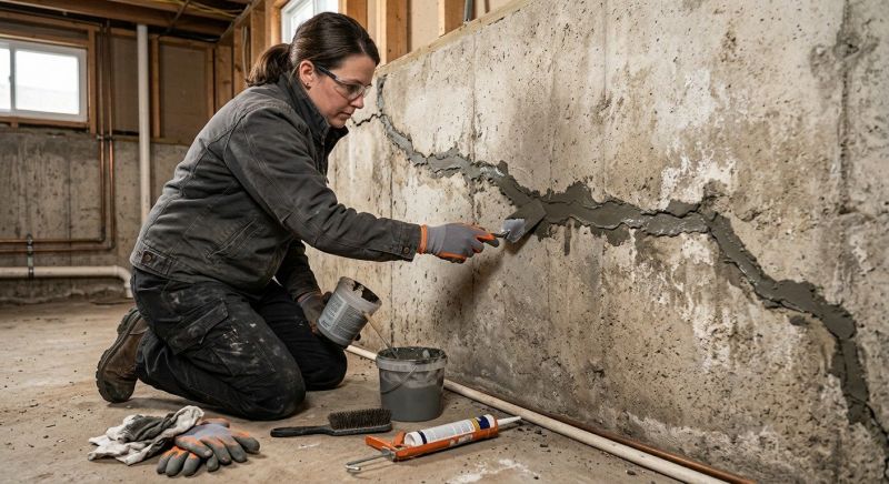Cracked Basement Floor Repair in Branford, CT