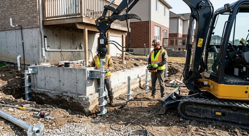 Helical Piers Installation in Branford, CT